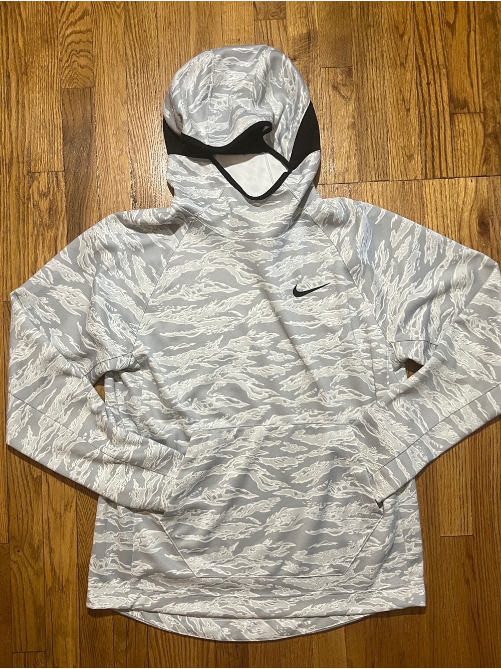 Nike Mens Spotlight Allover Camo Pullover Hoodie Sweatshirt Dri-Fit Large White